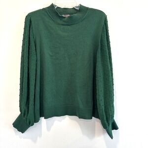 Vince Camuto Green Holiday Party Mock Neck Sweater Long Sleeve Pullover Top